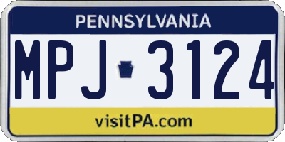 PA license plate MPJ3124