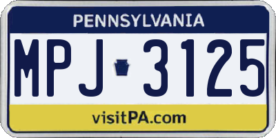 PA license plate MPJ3125