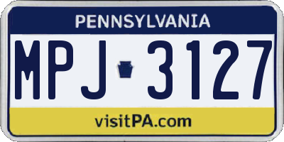PA license plate MPJ3127