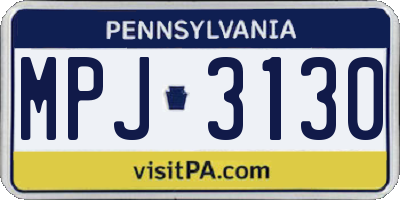 PA license plate MPJ3130
