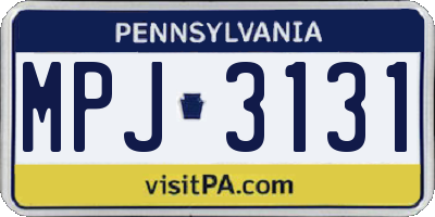 PA license plate MPJ3131