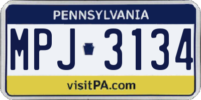 PA license plate MPJ3134