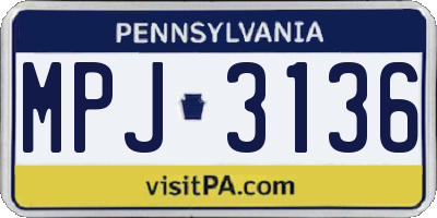 PA license plate MPJ3136