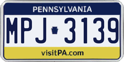PA license plate MPJ3139