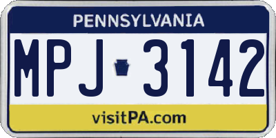 PA license plate MPJ3142