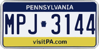 PA license plate MPJ3144