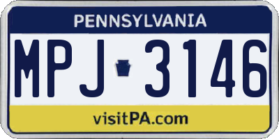 PA license plate MPJ3146