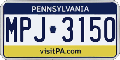 PA license plate MPJ3150