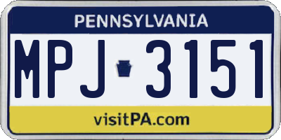 PA license plate MPJ3151