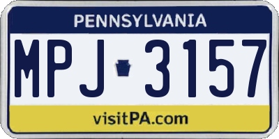 PA license plate MPJ3157