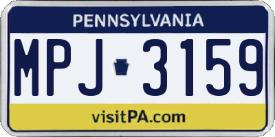 PA license plate MPJ3159