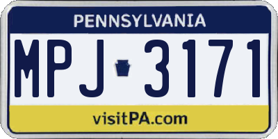 PA license plate MPJ3171