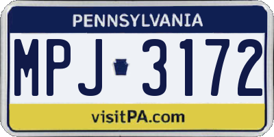 PA license plate MPJ3172