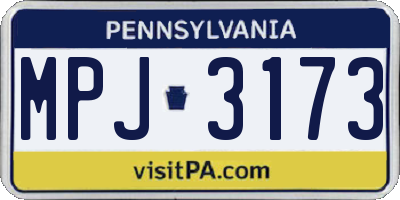 PA license plate MPJ3173
