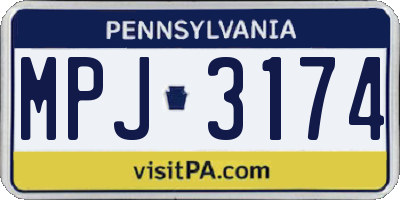 PA license plate MPJ3174