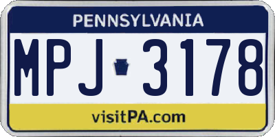 PA license plate MPJ3178