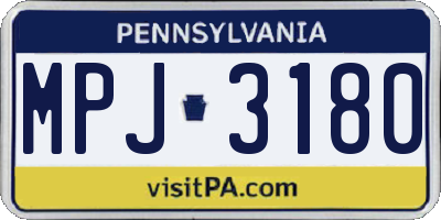PA license plate MPJ3180
