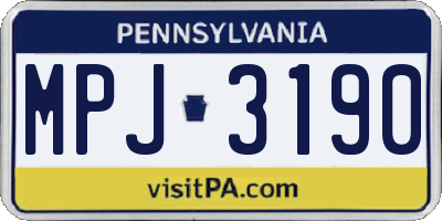 PA license plate MPJ3190