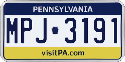 PA license plate MPJ3191
