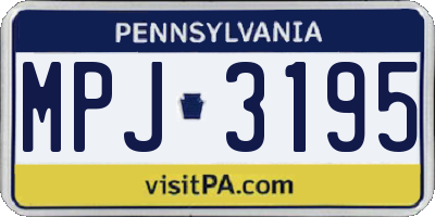 PA license plate MPJ3195
