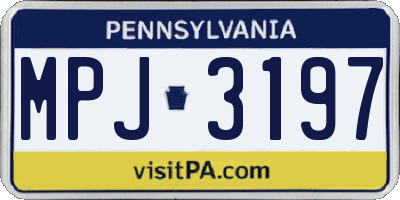 PA license plate MPJ3197