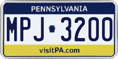 PA license plate MPJ3200