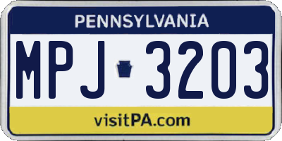 PA license plate MPJ3203