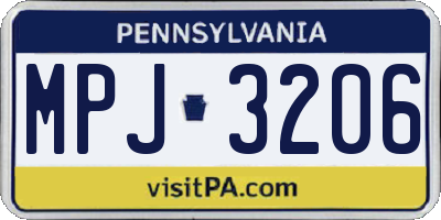 PA license plate MPJ3206