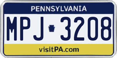 PA license plate MPJ3208