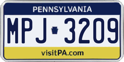 PA license plate MPJ3209
