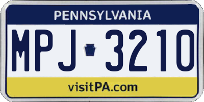 PA license plate MPJ3210
