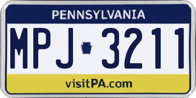 PA license plate MPJ3211