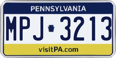 PA license plate MPJ3213