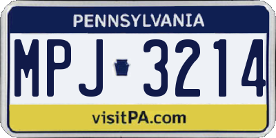 PA license plate MPJ3214