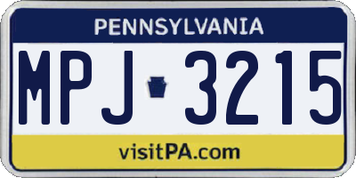 PA license plate MPJ3215