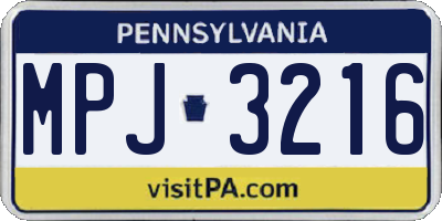 PA license plate MPJ3216