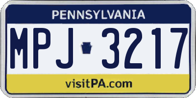 PA license plate MPJ3217