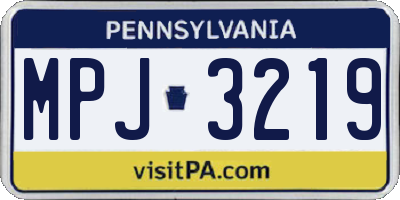 PA license plate MPJ3219