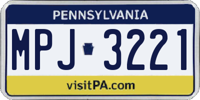 PA license plate MPJ3221