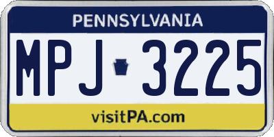 PA license plate MPJ3225