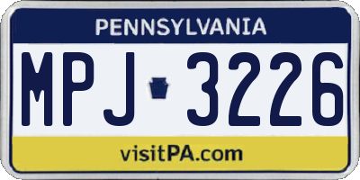PA license plate MPJ3226
