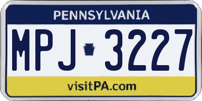 PA license plate MPJ3227