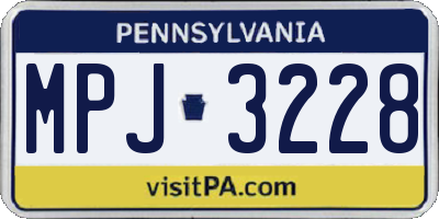 PA license plate MPJ3228