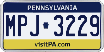 PA license plate MPJ3229