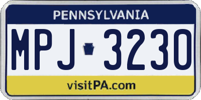 PA license plate MPJ3230