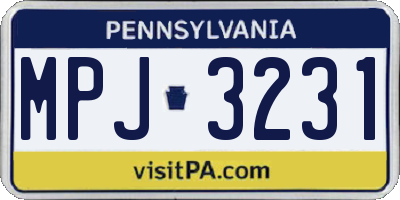 PA license plate MPJ3231