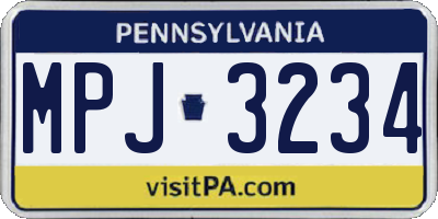 PA license plate MPJ3234