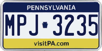 PA license plate MPJ3235
