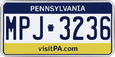 PA license plate MPJ3236