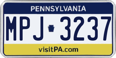 PA license plate MPJ3237